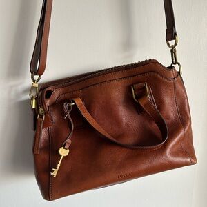 Fossil Brown Leather Women's Crossbody Shoulder Bag